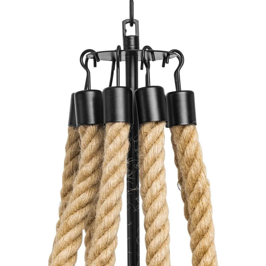 Indiana Chandelier, 8*E27, fém és kötél, fekete