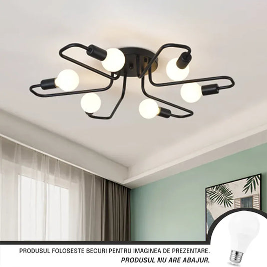 Modernista csillár Hexa 6, 6x E27, Fekete, Modern Design
