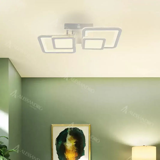 LED -csillár 44W -os egyensúlyban van a távirányítóval, 2 négyzet, hideg/forró/semleges fény, instabil, fehér