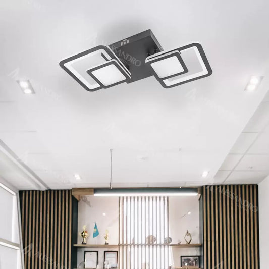 LED -csillár 44W -os egyensúlyban van a távirányítóval, 2 négyzet, hideg/forró/semleges fény, instabil, fekete