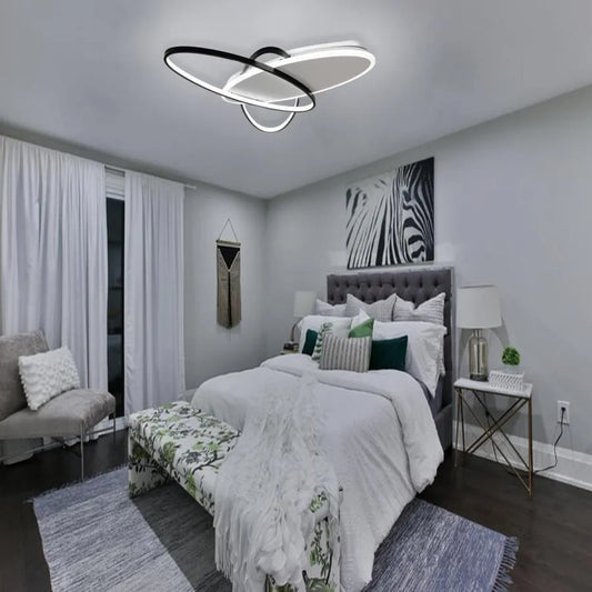 LED -vágy Liguria 81W távirányítóval, 3 ovális, hideg/forró/semleges fény, százszorszép, fehér fekete