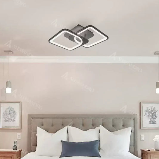 LED -csillár Zoe 39W távirányítóval, 2 négyzet, hideg/forró/semleges fény, instabil, fekete