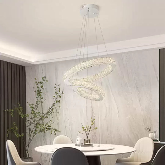 Függesztett LED-csillár távirányítóval és kristály CANAAN 80W, 2 kör, hideg/meleg/semleges fény, szabályozható, fényes króm, állítható magasságú modern csillárok alapértelmezett cím Alessandro Design