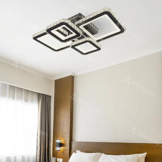 LED -csillár távirányítóval és Crystal Blakely RGB 154W, 4 négyzet