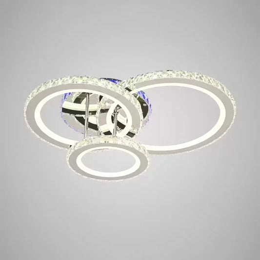 LED -csillár távirányítóval és Crystal Nova RGB 103W, 3 kör, hideg/forró/semleges fény, Daim, fényes króm