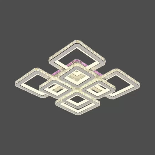 LED -csillár távirányítóval és Crystal Blakely RGB 163W, 8 négyzet, hideg/forró/semleges fény, fehér, fehér