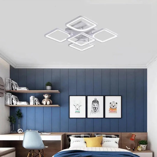 LED -csillár Fely 80W távirányítóval, 5 négyzet, hideg/forró/semleges fény, sugár, fehér