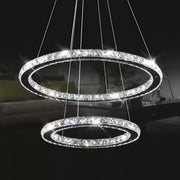 LED -csillár távirányító prizmával Luminis, 58W, 2 kör, hideg/forró/semleges fény, instabil, ezüst, állítható magasság