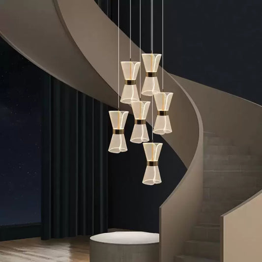 LED -csillár, Jerome 38W távirányítóval, 6 elem, hideg/forró/semleges fény, instabil, arany, állítható magasság