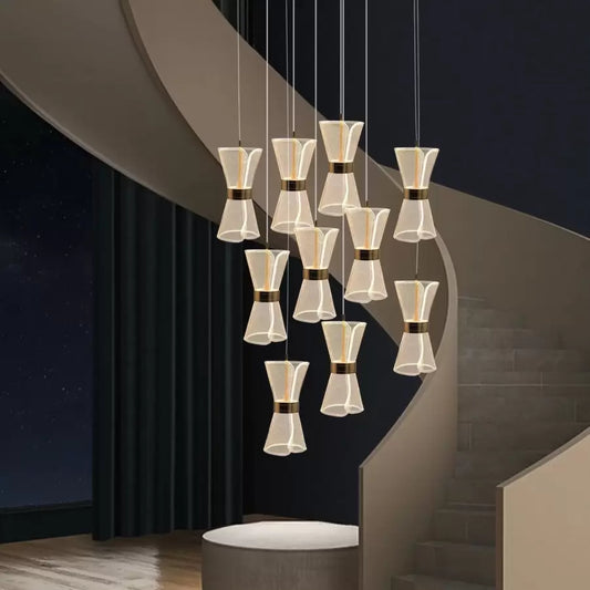 LED -vágy felfüggesztve Jerome 58W távirányítóval, 10 elem, hideg/forró/semleges fény, instabil, arany, állítható magasság