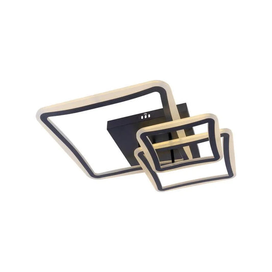 LED -csillár Fareyda 120W távirányítóval, 3 négyzet, hideg/forró/semleges fény, átkozott, fekete