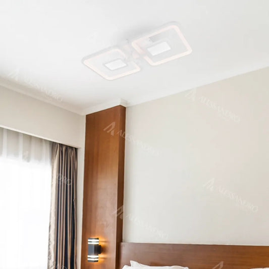 LED -csillár távirányítóval Felix 57W, 2 négyzet, hideg/forró/semleges fény, instabil, fehér