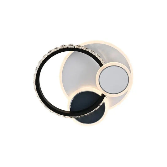 LED -csillár Gella 48W kristály, kerek, hideg/forró/semleges fény, fekete -fehér