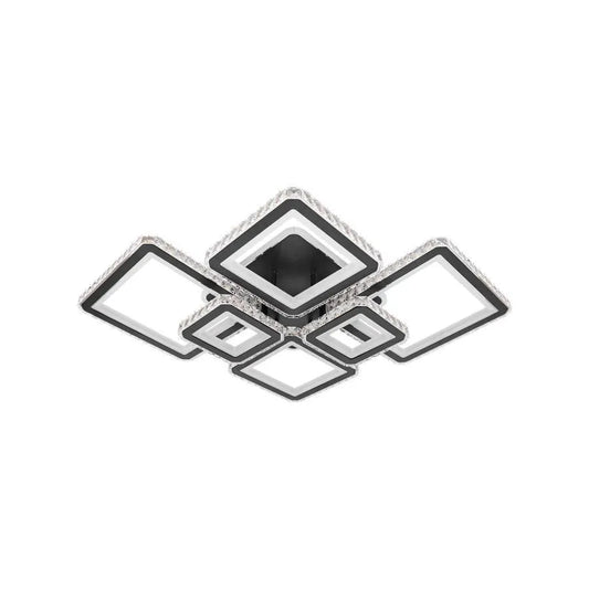 LED -csillár távirányítóval és Quadris RGB 330W kristály, 6 négyzet, hideg/forró/semleges fény, instabil, fekete