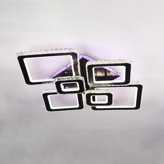 LED -csillár távirányítóval és Crystal Terrano RGB 288W, 6 négyzet