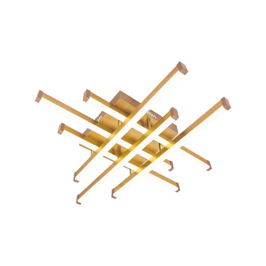 LED -csillár Mora 120W távirányítóval, 6 elem, lineáris, hideg/forró/semleges fény, fény, fényes arany