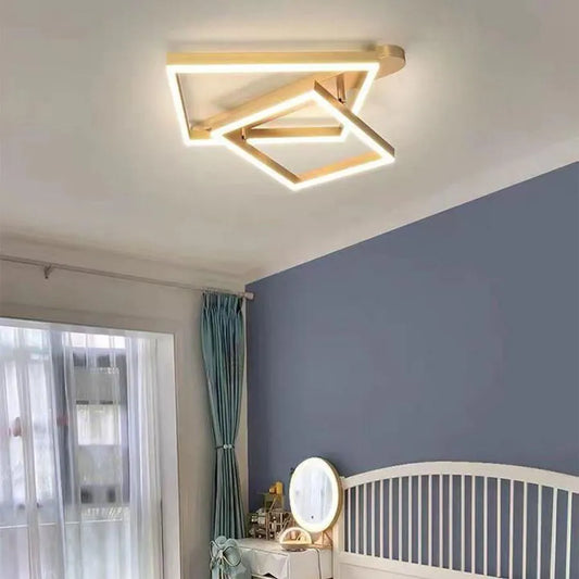 LED -csillár 112W -os Papine távirányítóval, 2 négyzet, hideg/forró/semleges fény, zsíros, fényes arany