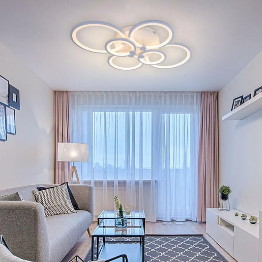 LED -csillár távirányítóval Alani 168W, 6 kör, hideg/forró/semleges fény, instabil, fehér