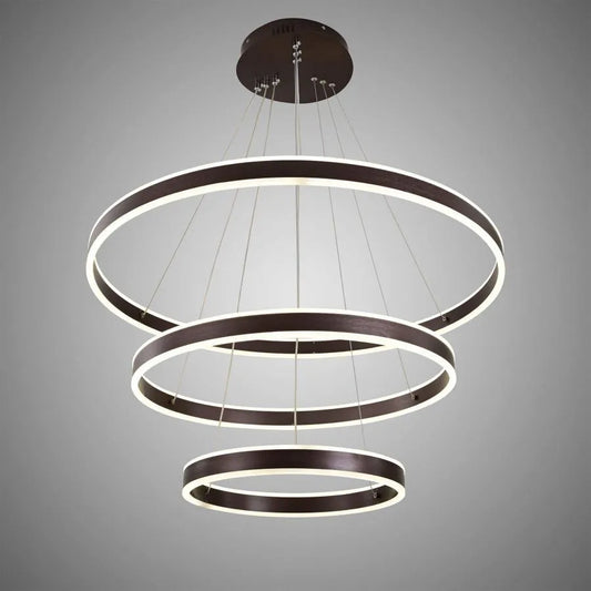 LED -csillár felfüggesztette az Olathe 400W távirányítót, 3 kör, hideg/forró/semleges fény, instabil, barna, állítható magasság
