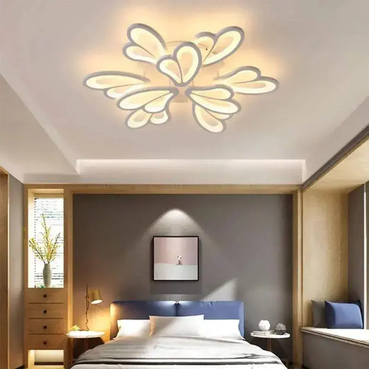 LED -csillár Virág 107W távirányítóval, 9 szirm, hideg/forró/semleges fény, instabil, fehér