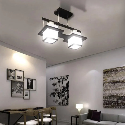 Klasszikus lolust aramis fa lámpákkal négyzet alakú 2x e27 fekete -fehér