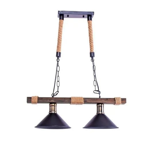 Hagyományos csillár, 2*E27, barna, fém és zsineg