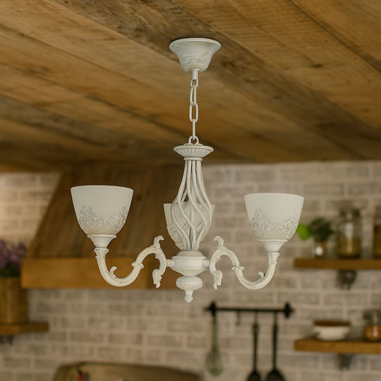 VINTAGE csillár, medál típus, házikó, kör alakú, 3xE27, üveg és fém, fehér klasszikus csillárok alapértelmezett cím Alessandro Design