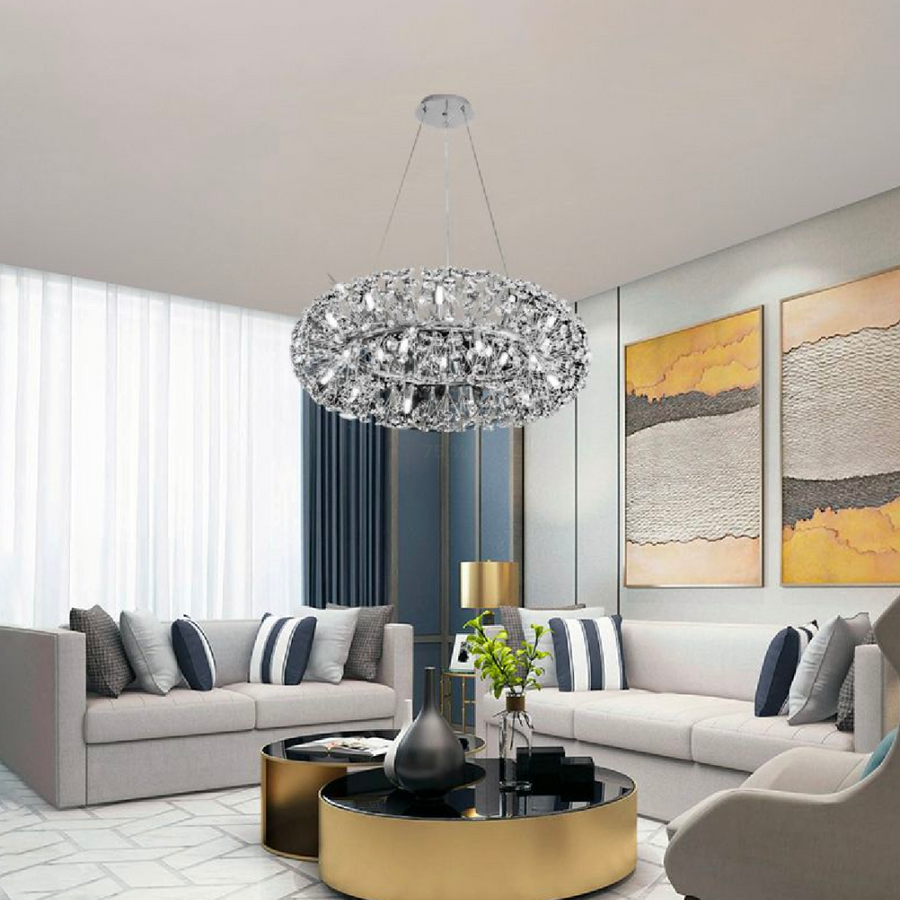 Chandelier Crystal Segovia Magno 5x E14, 60cm diameter, glossy silver, adjustable height