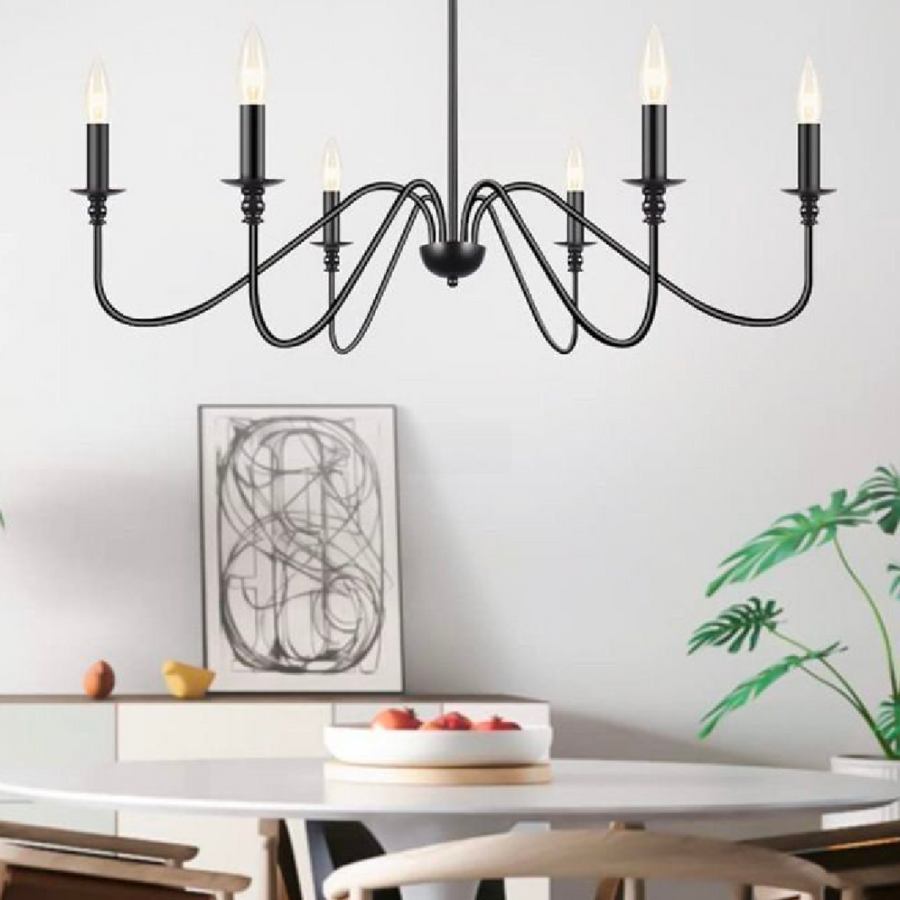 Crystal Chandelier Oliveto 6xe14, 63 cm átmérőjű, fekete, állítható magasság