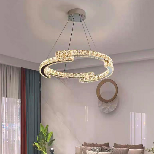 LED -csillár, távirányítóval és Crystal Mia Yonca, 39W, 1 kör, hideg/forró/semleges fény, Daim, fényes króm