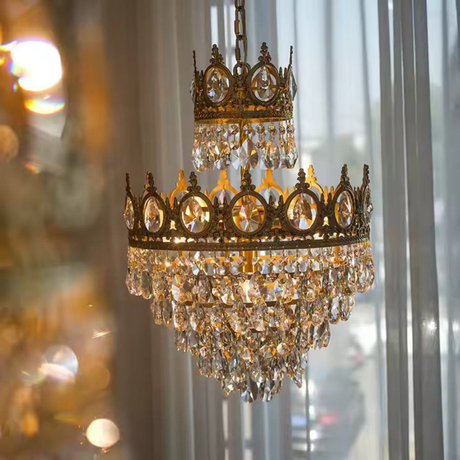 Crystal Chandelier Royal Petito, 3XE14, 25 cm átmérőjű, fényes arany, állítható magasság