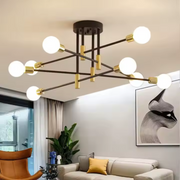 Modernista csillár Hexa 8 duó, 8x e27, fekete és arany, modern dizájn