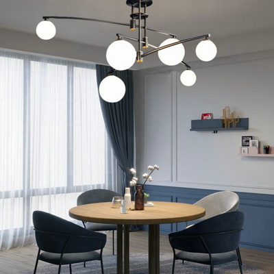 Csillár kerek ernyővel, PENTHOUSE kupola, 6x G9, fekete, fém