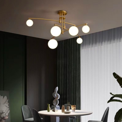Csillár kerek ernyővel, PENTHOUSE kupola, 6x G9, arany, fém