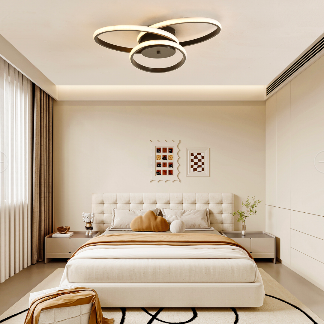 LED -csillár távirányítóval Ecaterina 59W, fonott hideg/forró/fekete semleges fekete
