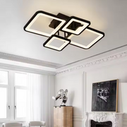 LED -csillár távirányítóval, Ella, 4 négyzet, 85W, hideg/forró/semleges fény, under, fekete