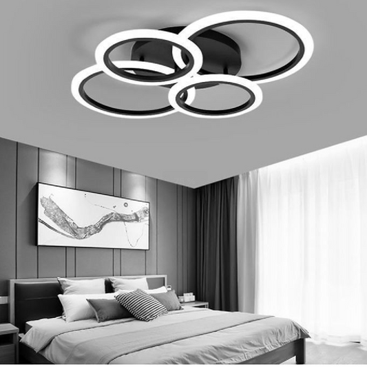 LED -csillár Betty 44W távirányítóval, 4 kör, hideg/forró/semleges fény, instabil, fekete