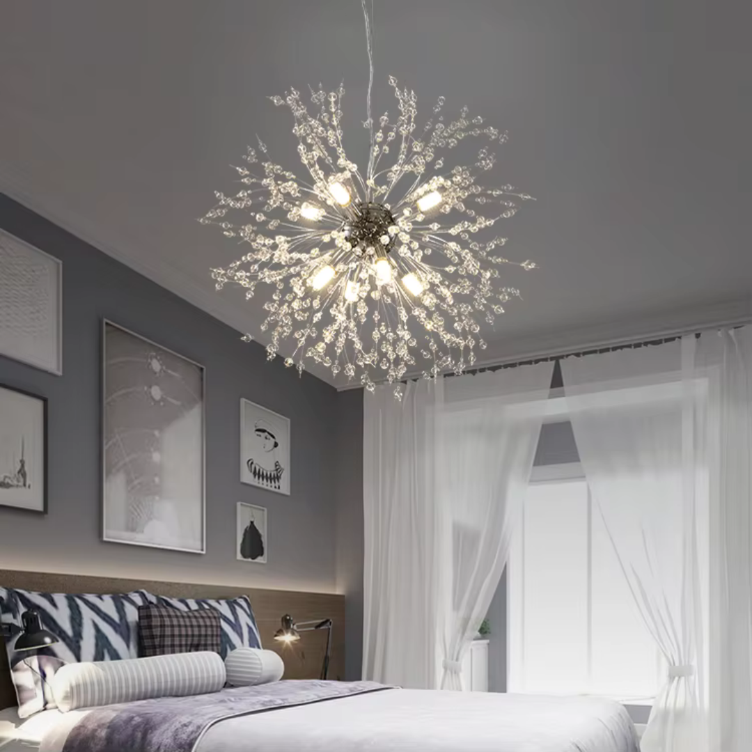 Schönbrunn Crystal Chandelier, 9x G9, 49 cm átmérőjű, fényes ezüst, állítható magasság