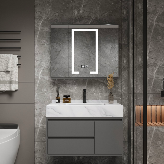 Santorini fürdőszoba bútorkészlet, 80x50 cm, 2 darab, szürke és fehér