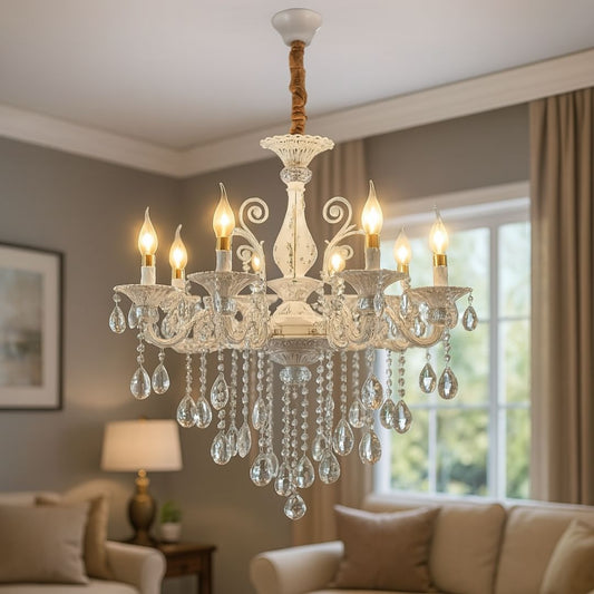 Sanssoci Magno Crystal Chandelier, 8xe14, 70 cm átmérőjű, fehér
