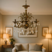 Crystal Chandelier Sanssoci Magno, 6xe14, 60 cm átmérőjű, antik sárgaréz
