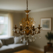 Crystal Chandelier Sanssoci Magno, 6xe14, 60 cm átmérőjű, antik sárgaréz