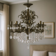 Crystal Chandelier Sanssoci Magno, 8xe14, 65 cm átmérőjű, antik sárgaréz