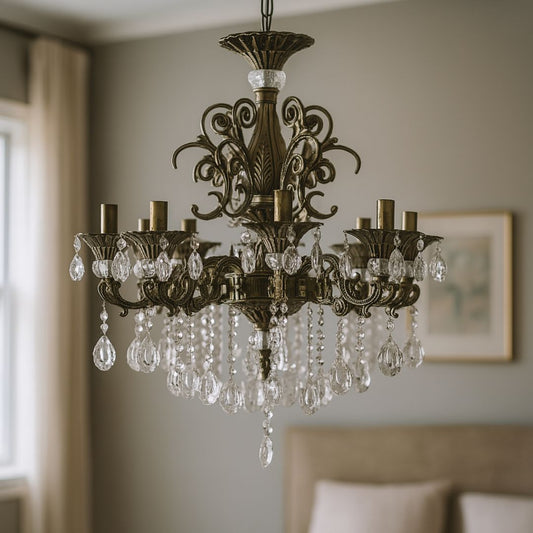 Crystal Chandelier Sanssoci Magno, 8xe14, 65 cm átmérőjű, antik sárgaréz