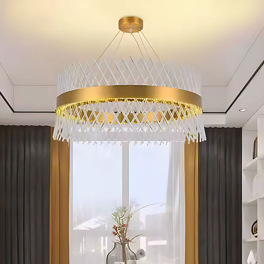 ALHAMBRA Eleganza kristálycsillár, LED, 72 W, átmérő 49 cm, meleg/hideg/semleges fény, szabályozható, állítható magasságú, arany