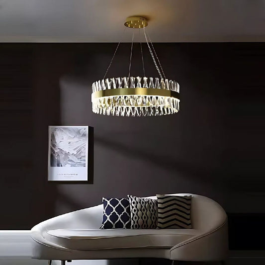 CASERTA LED csillár távirányítóval, 95 W, szabályozható, átmérő 80 cm, arany