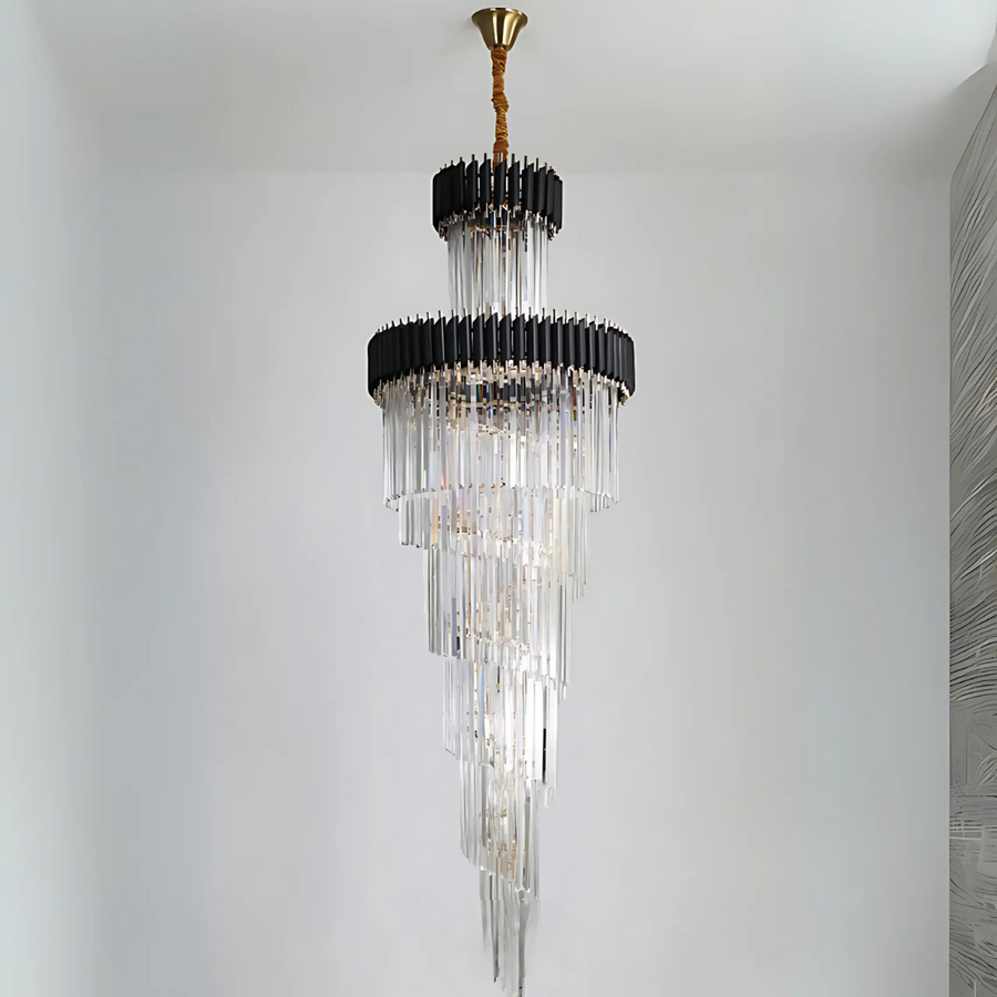 Crystal Chandelier Versailles Culmino E14, 60 cm átmérőjű, fényes és fekete arany, állítható magasság