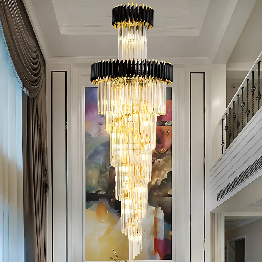 Crystal Chandelier Versailles Culmino E14, 60 cm átmérőjű, fényes és fekete arany, állítható magasság