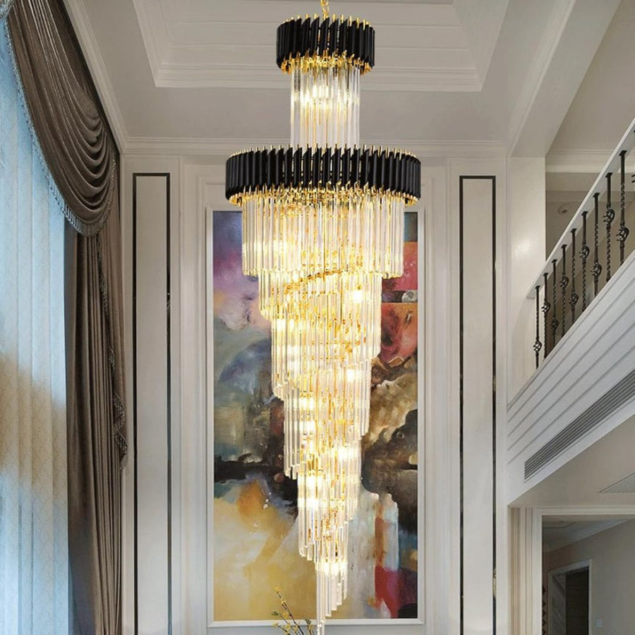 Crystal Chandelier Versailles Culmino E14, 60 cm átmérőjű, fényes és fekete arany, állítható magasság