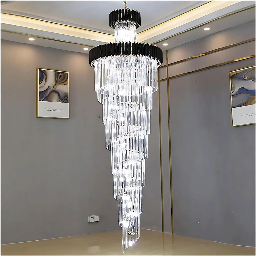 Crystal Chandelier Versailles Culmino E14, 60 cm átmérőjű, fényes és fekete arany, állítható magasság